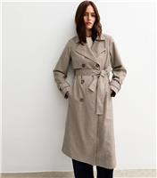 Women's Brown Check Pattern Trench Coat New Look