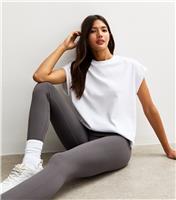 Women's Grey Seamless Ribbed Jersey Leggings New Look