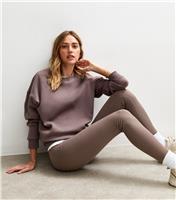 Women's Mink Seamless Ribbed Jersey Leggings New Look