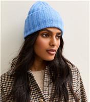 Blue Thick Rib Beanie New Look