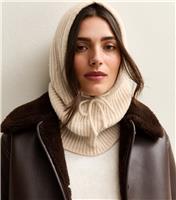 Cream Ribbed Knit Balaclava New Look