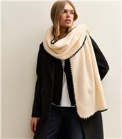 Cream Heavyweight Contrast Whipstitched Scarf New Look