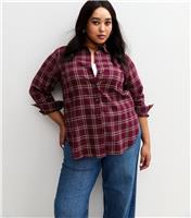 Women's Plus Size Red Checked Long Sleeve Shirt Curves New Look
