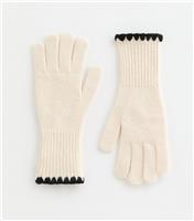 Cream Contrast Whipstitch Gloves New Look