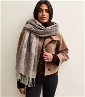 Black Logo Monogram Block Pattern Scarf New Look