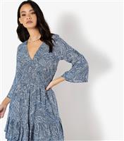 Women's Blue Paisley Print Mini Dress Apricot New Look
