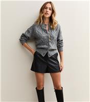 Women's Black Faux Leather Shorts New Look