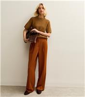 Women's Rust Pleated Front Wide Leg Trousers New Look