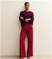 Women's Bright Red Pleated Front Wide Leg Trousers New Look