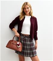 Women's Grey Checked Drawstring Waist Mini Skirt New Look