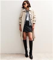Women's Black Faux Leather A-Line Mini Skirt New Look
