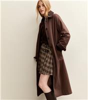 Women's Brown Pleated Check Mini Skirt New Look