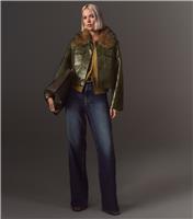 Women's Green Faux Leather Crocodile Embossed Long Sleeve Jacket New Look