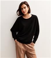 Women's Black Soft Touch Ribbed Batwing Sleeve Top New Look