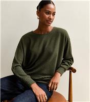 Women's Khaki Soft Touch Ribbed Batwing Sleeve Top New Look