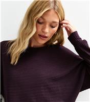 Women's Purple Soft Touch Ribbed Batwing Sleeve Top New Look