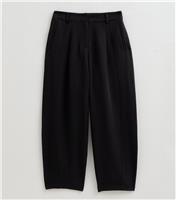 Women's Black Barrel Leg Tailored Trousers New Look