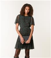 Women's Khaki Animal Print Chiffon Mini Dress Blue Vanilla New Look