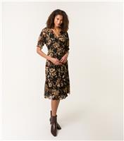 Women's Brown Floral Print Mesh Tiered Mini Dress Blue Vanilla New Look