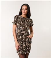 Women's Black Abstract Print Tulip Hem Mini Dress Blue Vanilla New Look