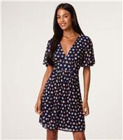 Women's Navy Floral Print Mini Dress Blue Vanilla New Look