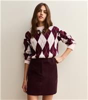 Women's Burgundy Corduroy Mini Skirt New Look