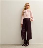 Women's Burgundy Leather Look Culotte New Look