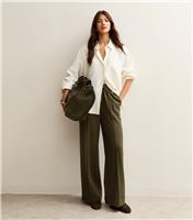 Women's Green Wide Leg Elasticated Waist Jersey Trousers New Look