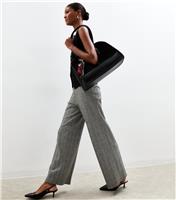 Women's Grey Jersey Checked Wide Leg Trousers New Look