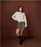 Women's Brown Soft Touch Bias Cut Check Mini Skirt New Look