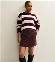 Women's Petite Burgundy Corduroy Mini Skirt New Look