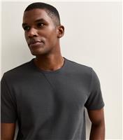 Men's Dark Grey Regular Waffle Texture T-Shirt New Look