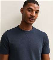 Men's Navy Regular Waffle Texture T-Shirt New Look