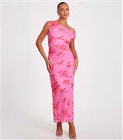 Women's Pink Mesh Floral Print Midaxi Dress Quiz New Look