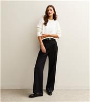 Women's Tall Black Pleated Wide Leg Trousers New Look