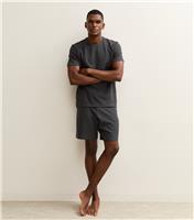Men's Dark Grey Regular Waffle Texture Pyjama Shorts New Look