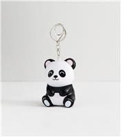 Black Panda Foam Stress Ball Keyring New Look