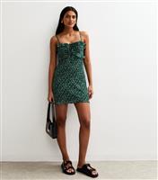 Women's Green Chiffon Floral Print Strappy Mini Dress New Look