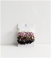 Multicolour Pack of 6 Mini Satin Animal Print Scrunchies New Look