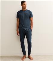 Men's Navy Short Sleeve Top & Joggers Pyjama Set New Look