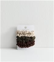 Pack of 6 Mulitcoloured Mini Faux Suede Scrunchies New Look