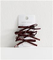 Pack of 4 Burgundy Faux Leather Bow Applique Hair Slides New Look