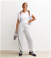Girls' Dark Grey Oversized Cuff Joggers New Look
