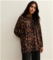 Women's Brown Leopard Print Soft Touch Top New Look