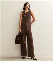 Women's Brown Soft Touch Compact Wide Leg Trouser New Look