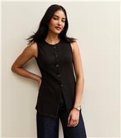 Women's Black Soft Touch Compact Button Up Waistcoat New Look