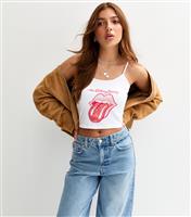 Girls' White Rolling Stones Print Vest Top New Look