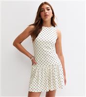 Girls' White Polka Dot Sleeveless Drop Waist Dress New Look