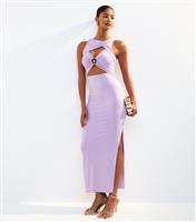 Women's Lilac Cut Out O Ring Fitted Midi Dress New Look