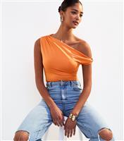 Women's Orange Twist Fallen Shoulder Bodysuit New Look
